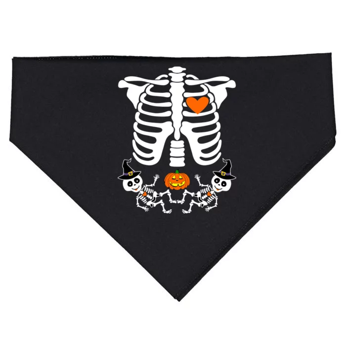 Pregnant Halloween Skeleton Baby Twins Witch Pumpkin Costume USA-Made Doggie Bandana