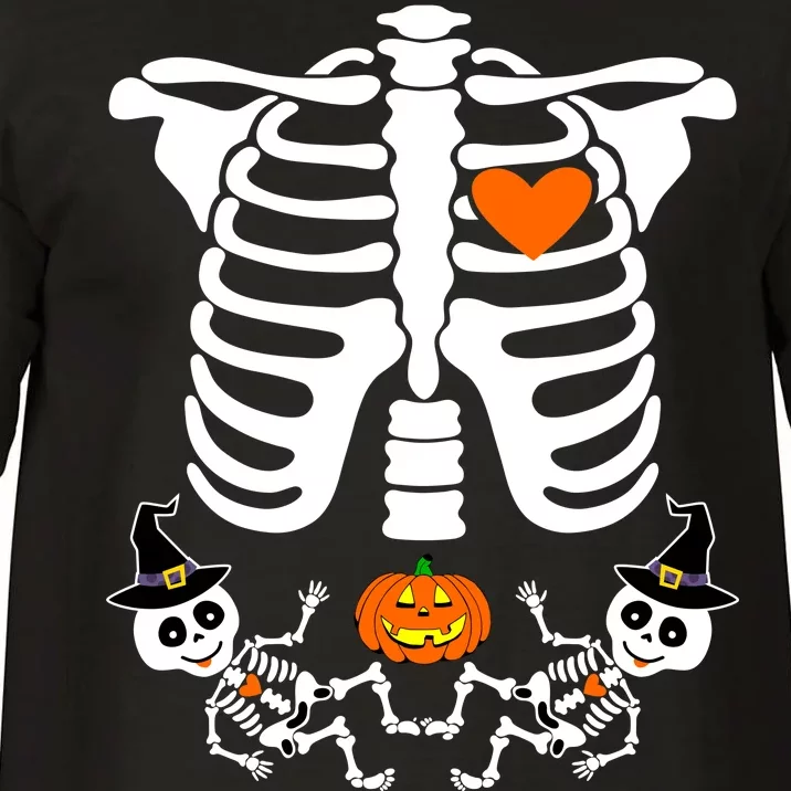 Pregnant Halloween Skeleton Baby Twins Witch Pumpkin Costume Comfort Colors T-Shirt