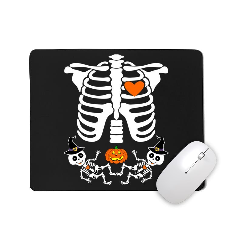 Pregnant Halloween Skeleton Baby Twins Witch Pumpkin Costume Mousepad