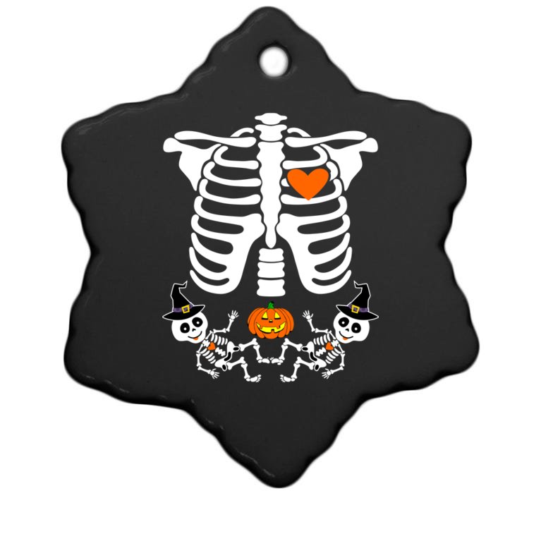 Pregnant Halloween Skeleton Baby Twins Witch Pumpkin Costume Christmas Ornament