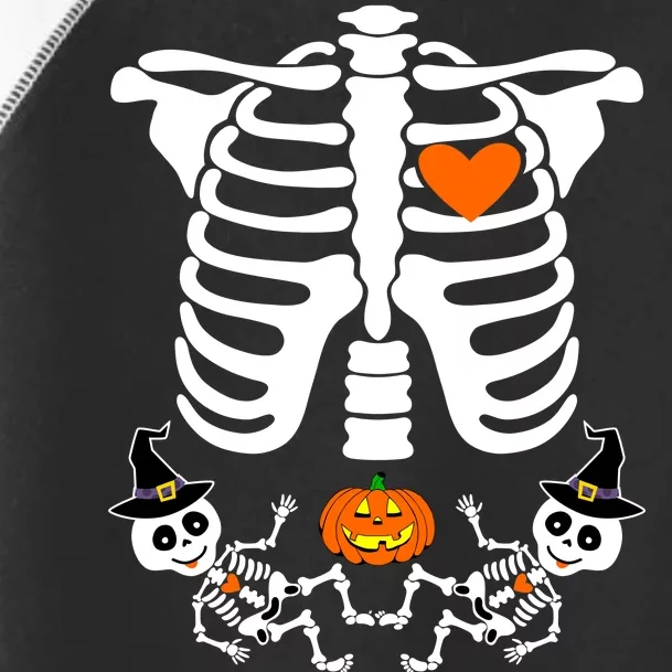 Pregnant Halloween Skeleton Baby Twins Witch Pumpkin Costume Toddler Fine Jersey T-Shirt