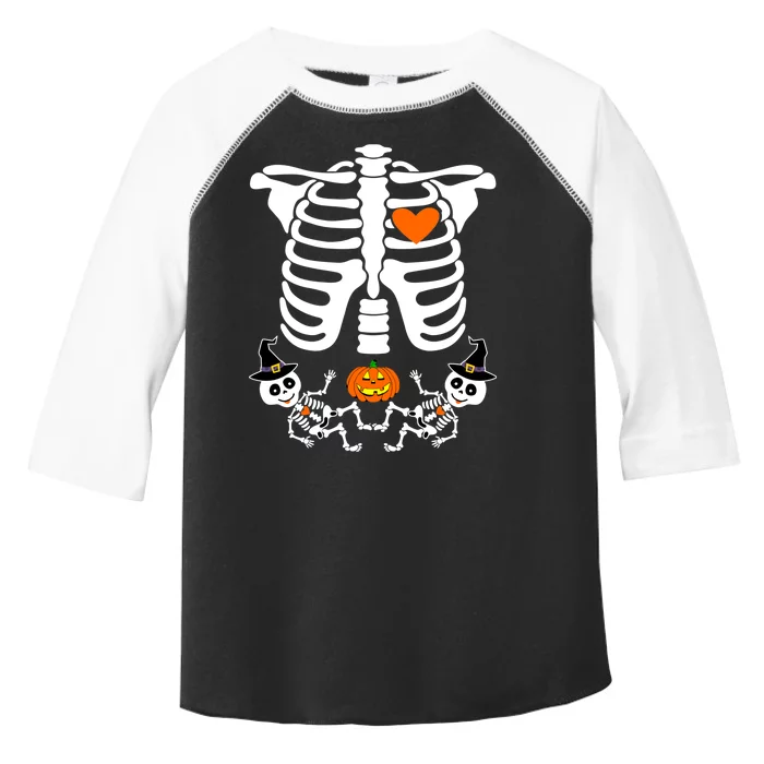 Pregnant Halloween Skeleton Baby Twins Witch Pumpkin Costume Toddler Fine Jersey T-Shirt