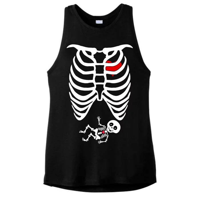 Pregnant Skeleton Ladies Tri-Blend Wicking Tank