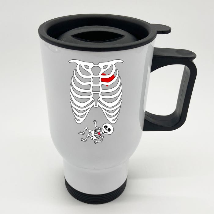 Pregnant Skeleton Front & Back Stainless Steel Travel Mug