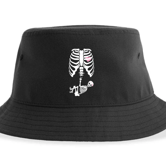 Pregnant Skeleton Baby Girl Halloween Costume Sustainable Bucket Hat