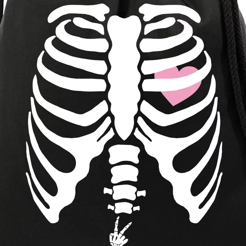 Pregnant Skeleton Baby Girl Halloween Costume Drawstring Bag