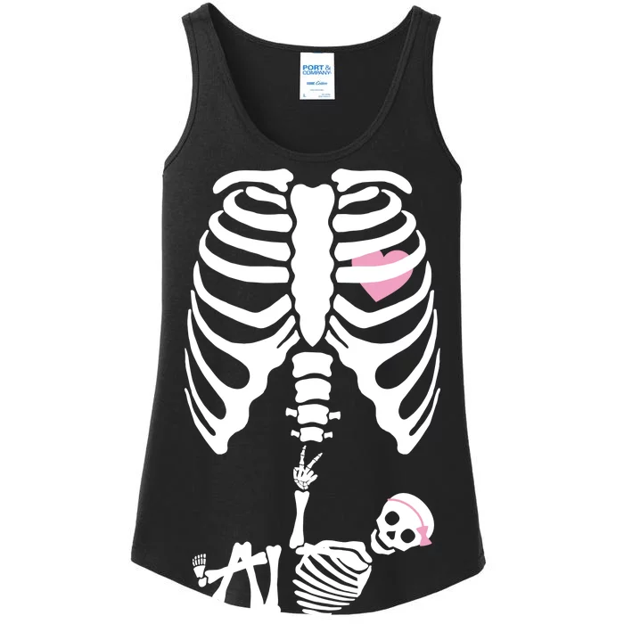 Pregnant Skeleton Baby Girl Halloween Costume Ladies Essential Tank