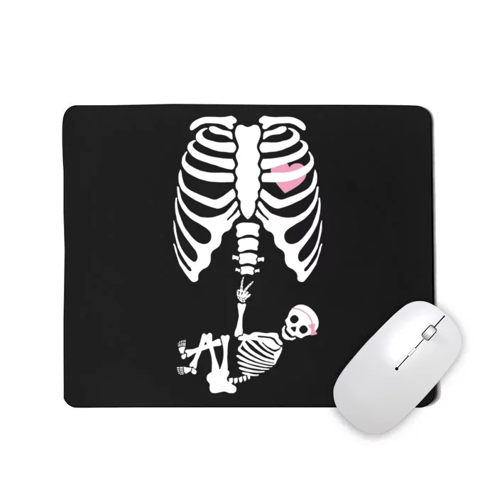 Pregnant Skeleton Baby Girl Halloween Costume Mousepad