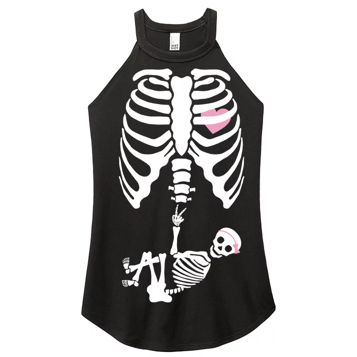 Pregnant Skeleton Baby Girl Halloween Costume Women’s Perfect Tri Rocker Tank