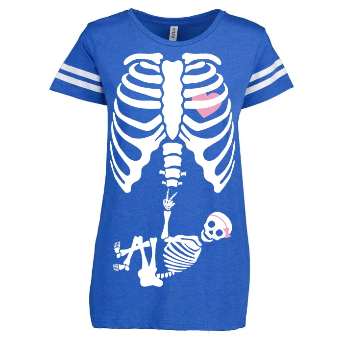 Pregnant Skeleton Baby Girl Halloween Costume Enza Ladies Jersey Football T-Shirt