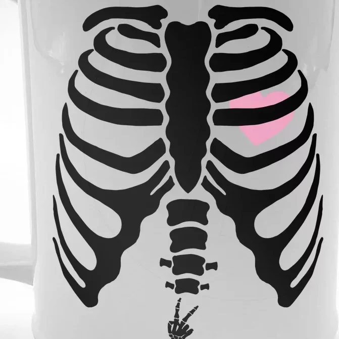 Pregnant Skeleton Baby Girl Halloween Costume Front & Back Beer Stein