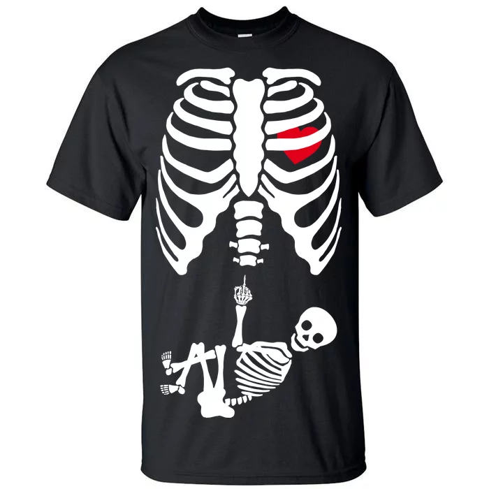 Pregnant Skeleton Baby Middle Finger Costume Tall T-Shirt