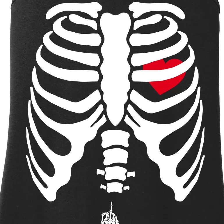 Pregnant Skeleton Baby Middle Finger Costume Ladies Essential Tank