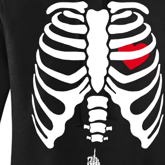 Pregnant Skeleton Baby Middle Finger Costume Women's Pullover Hoodie