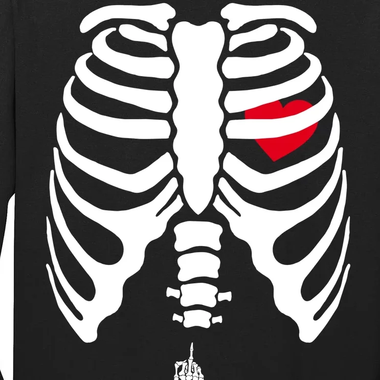 Pregnant Skeleton Baby Middle Finger Costume Tall Long Sleeve T-Shirt