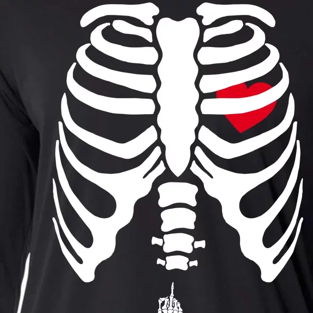 Pregnant Skeleton Baby Middle Finger Costume Cooling Performance Long Sleeve Crew