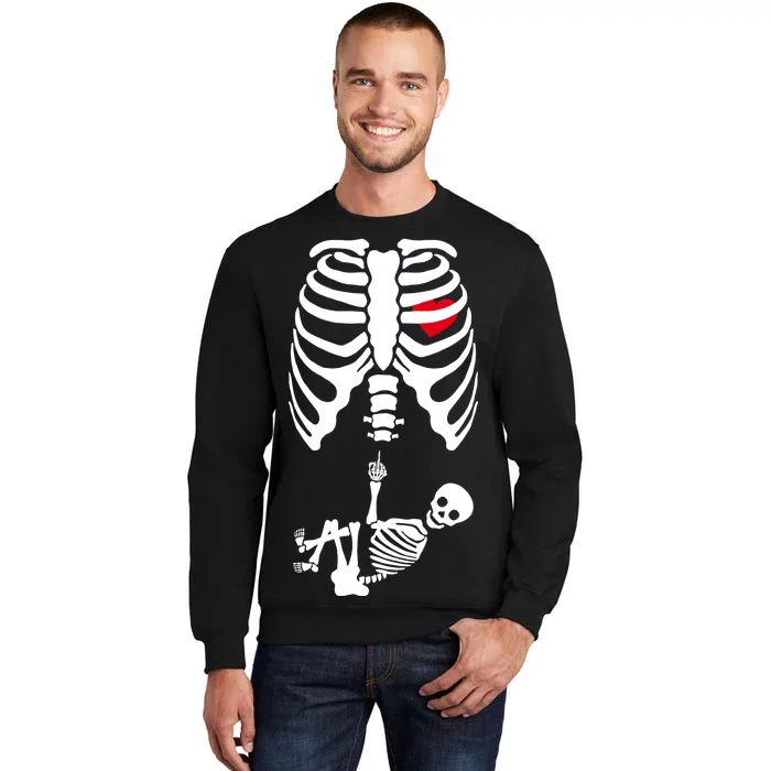 Pregnant Skeleton Baby Middle Finger Costume Tall Sweatshirt