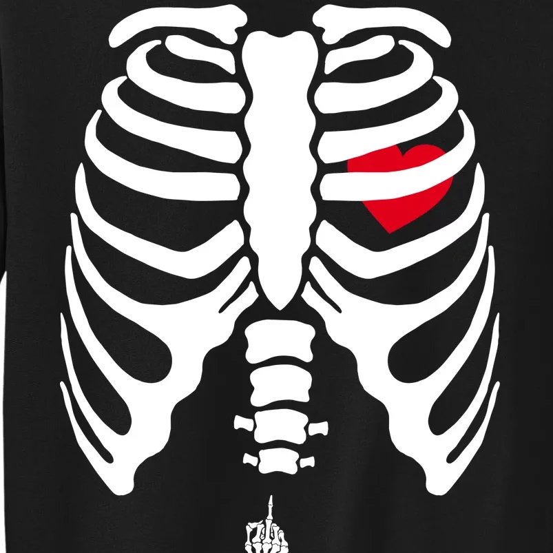 Pregnant Skeleton Baby Middle Finger Costume Tall Sweatshirt