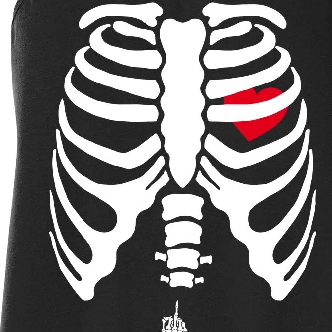 Pregnant Skeleton Baby Middle Finger Costume Women's Racerback Tank