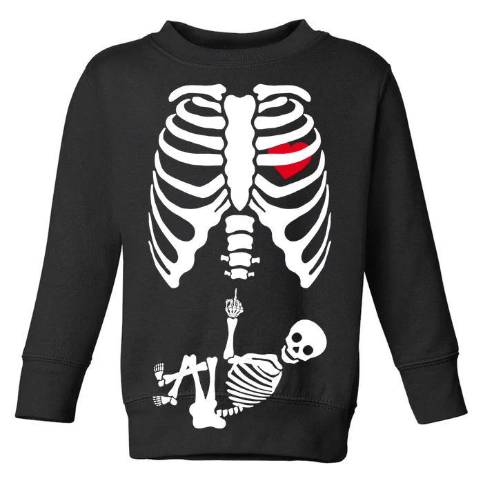 Pregnant Skeleton Baby Middle Finger Costume Toddler Sweatshirt