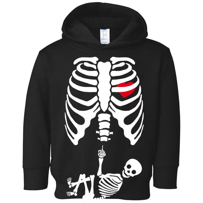 Pregnant Skeleton Baby Middle Finger Costume Toddler Hoodie