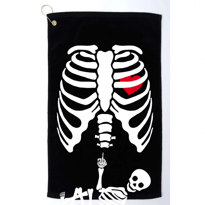 Pregnant Skeleton Baby Middle Finger Costume Platinum Collection Golf Towel