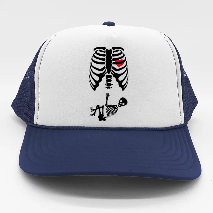 Pregnant Skeleton Baby Middle Finger Costume Trucker Hat