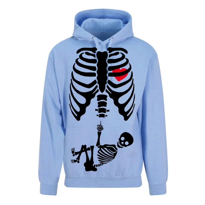 Pregnant Skeleton Baby Middle Finger Costume Unisex Surf Hoodie