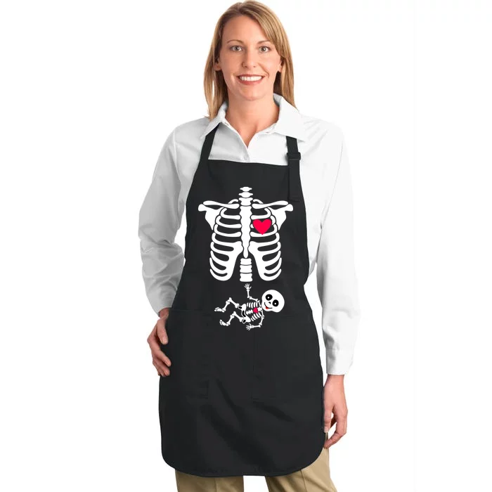 Pregnant Skeleton Ribcage with Baby Costume Full-Length Apron With Pocket