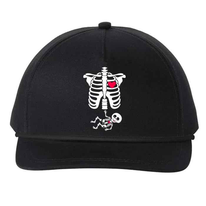 Pregnant Skeleton Ribcage with Baby Costume Snapback Five-Panel Rope Hat