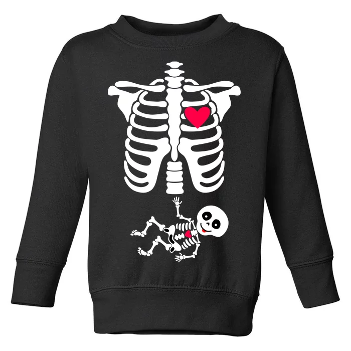 Pregnant Skeleton Ribcage with Baby Costume Toddler Sweatshirt