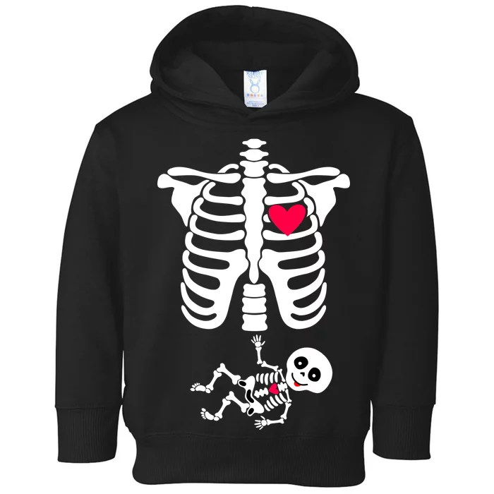 Pregnant Skeleton Ribcage with Baby Costume Toddler Hoodie