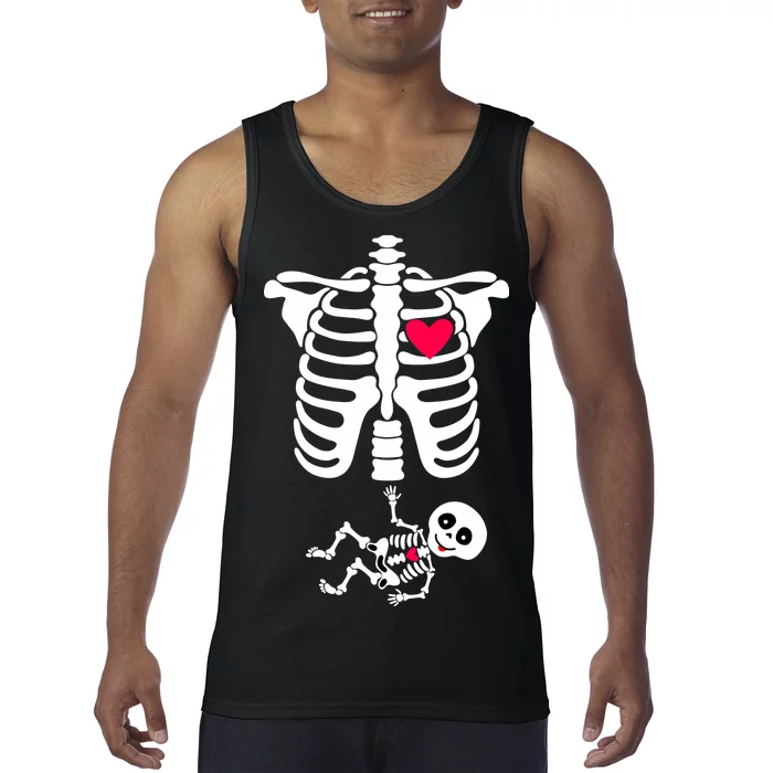 Pregnant Skeleton Ribcage with Baby Costume Tank Top