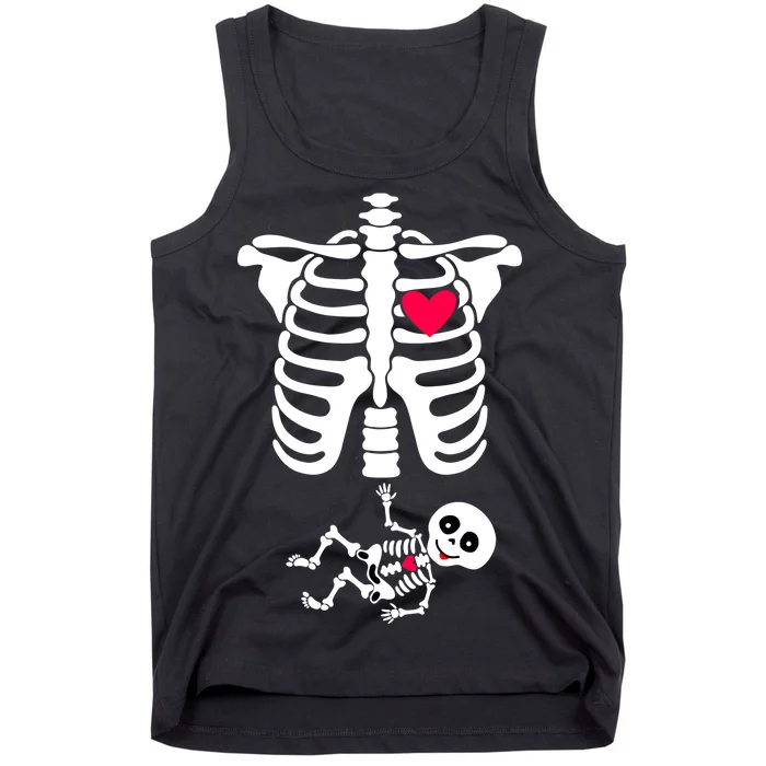 Pregnant Skeleton Ribcage with Baby Costume Tank Top