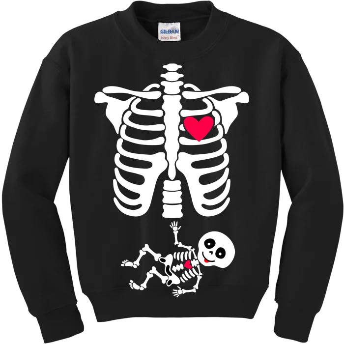 Pregnant Skeleton Ribcage with Baby Costume Kids Sweatshirt