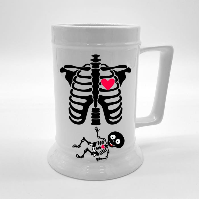 Pregnant Skeleton Ribcage with Baby Costume Front & Back Beer Stein