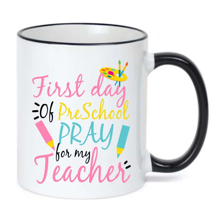 Preschool Pre K Pray For My Teacher Funny Black Color Changing Mug