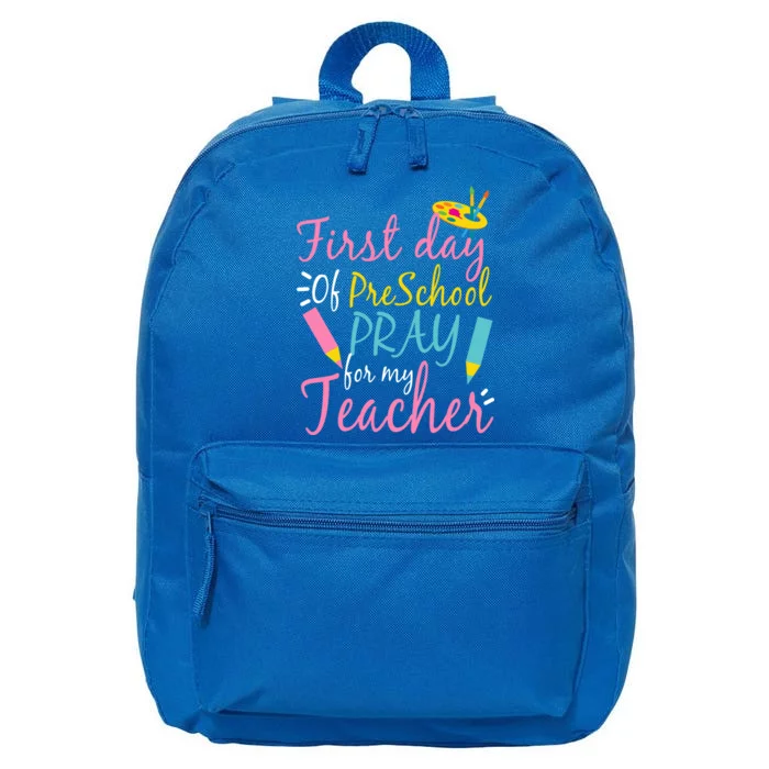 Preschool Pre K Pray For My Teacher Funny 16 in Basic Backpack