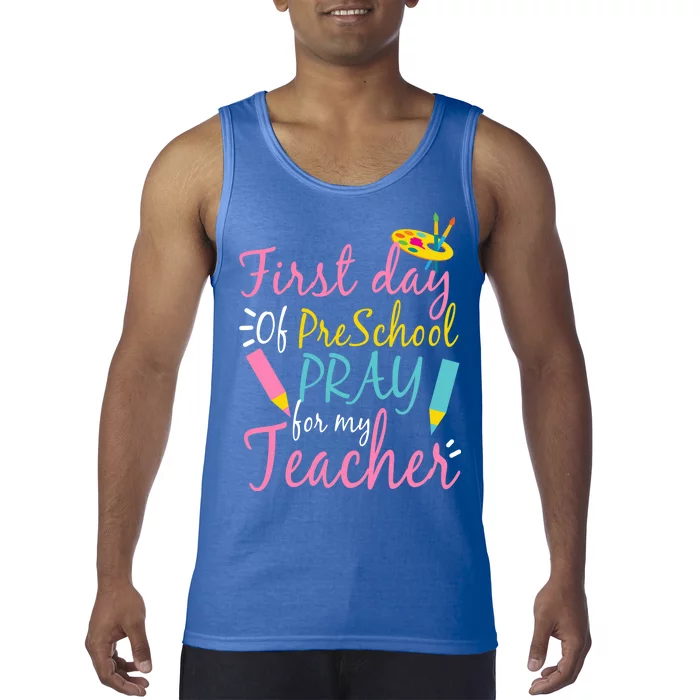 Preschool Pre K Pray For My Teacher Funny Tank Top