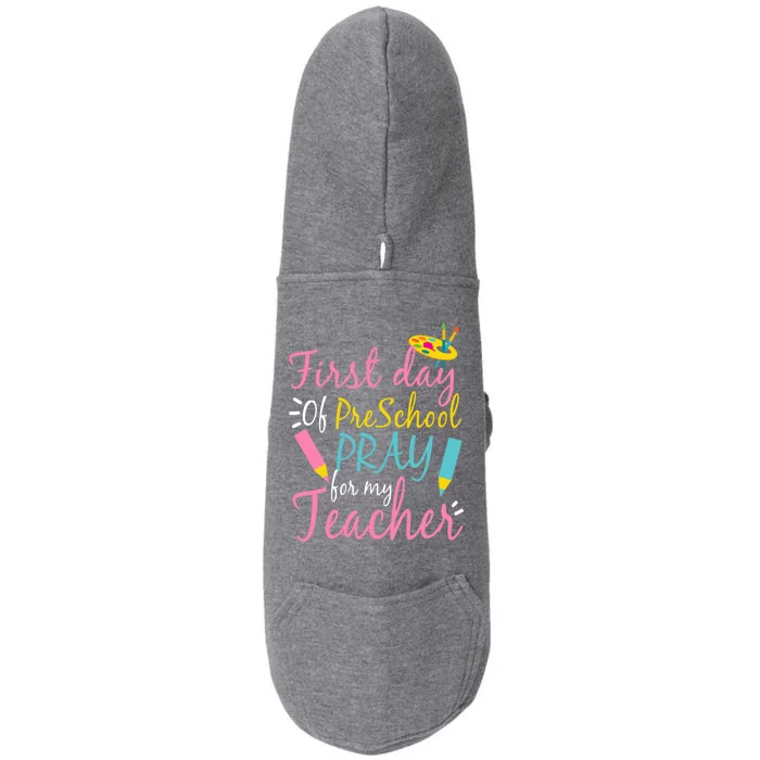 Preschool Pre K Pray For My Teacher Funny Doggie 3-End Fleece Hoodie