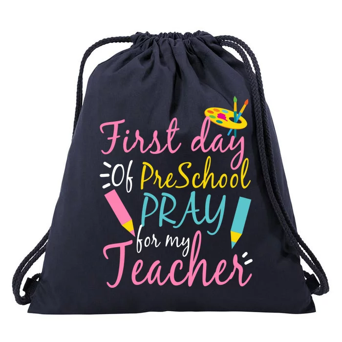 Preschool Pre K Pray For My Teacher Funny Drawstring Bag