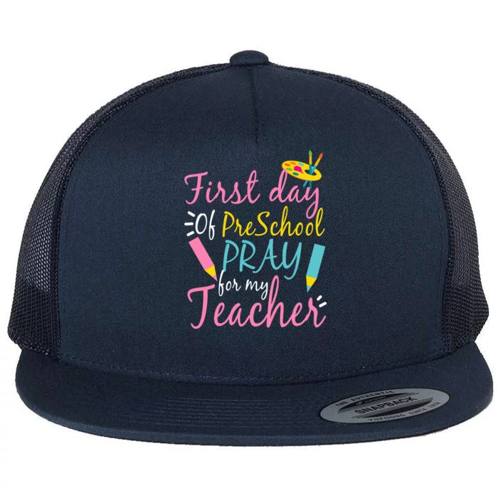 Preschool Pre K Pray For My Teacher Funny Flat Bill Trucker Hat