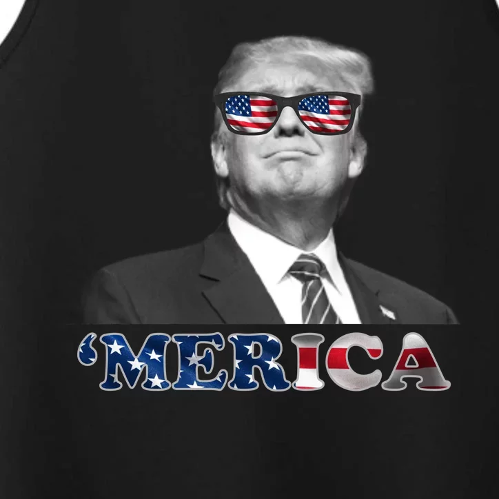 President Donald Trump Merica Patriotic USA Flag Performance Tank