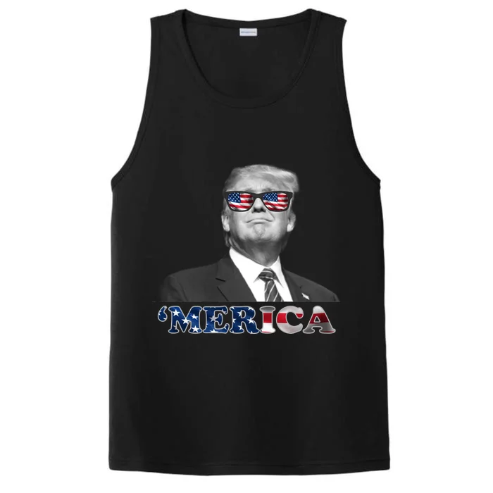 President Donald Trump Merica Patriotic USA Flag Performance Tank