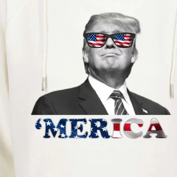 President Donald Trump Merica Patriotic USA Flag Womens Funnel Neck Pullover Hood