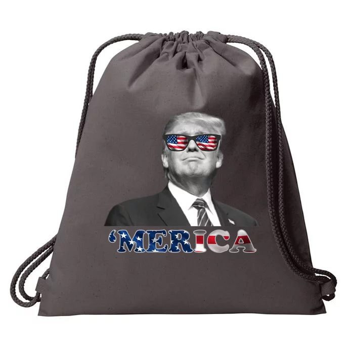 President Donald Trump Merica Patriotic USA Flag Drawstring Bag