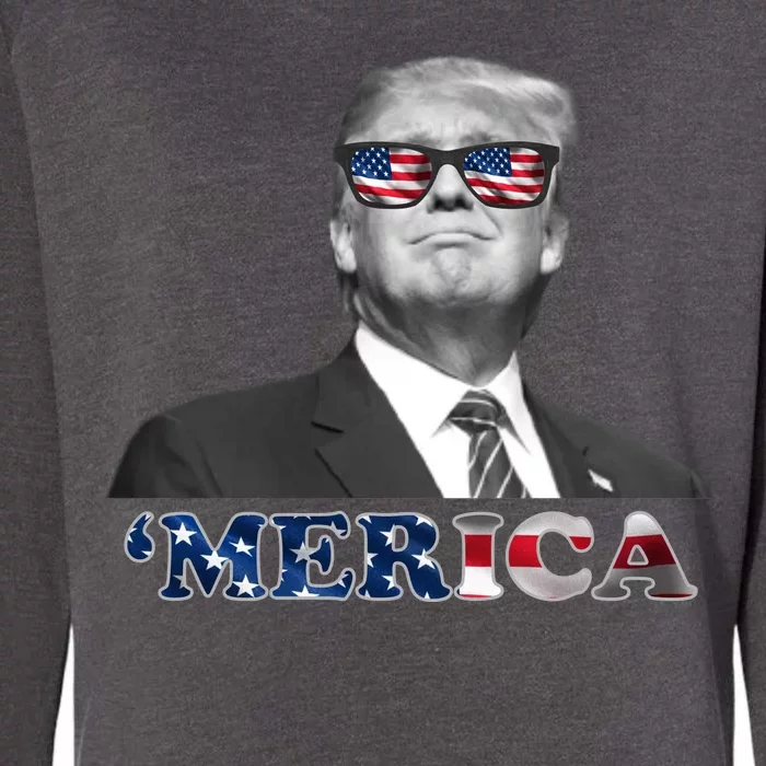 President Donald Trump Merica Patriotic USA Flag Womens California Wash Sweatshirt