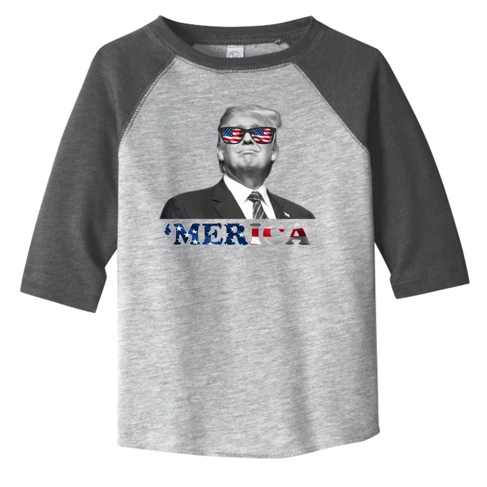 President Donald Trump Merica Patriotic USA Flag Toddler Fine Jersey T-Shirt