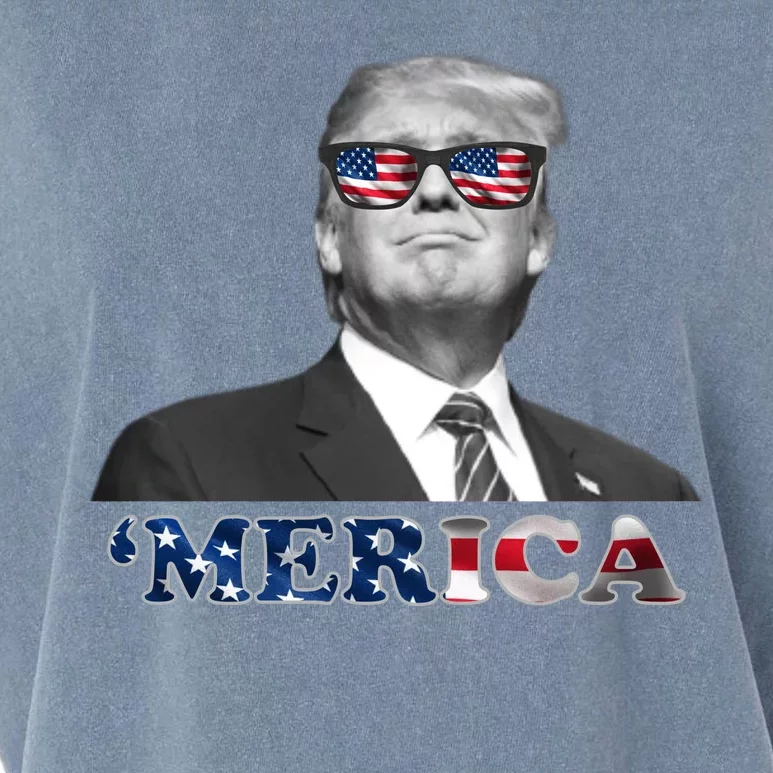 President Donald Trump Merica Patriotic USA Flag Garment-Dyed Women's Muscle Tee