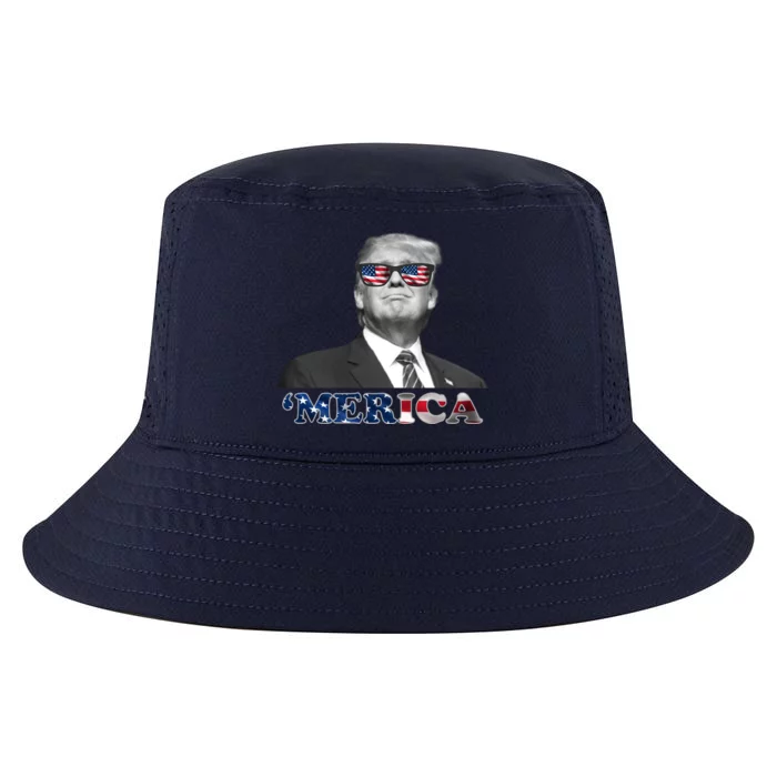 President Donald Trump Merica Patriotic USA Flag Cool Comfort Performance Bucket Hat